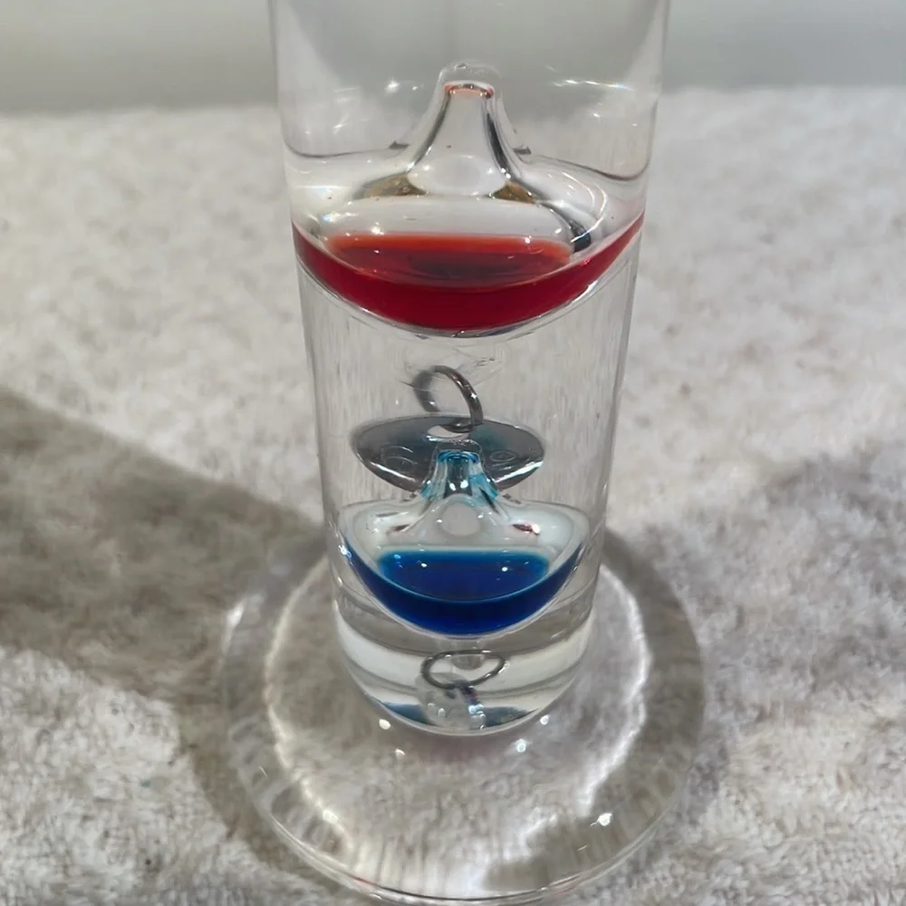 Galileo Teardrop Glass 4 Vial Standing Thermometer